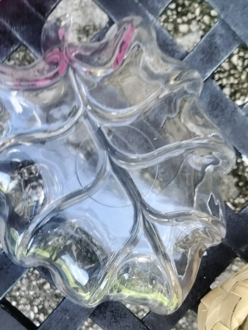 Vintage Clear Glass Large Leaf Serving Bowl Statement Piece